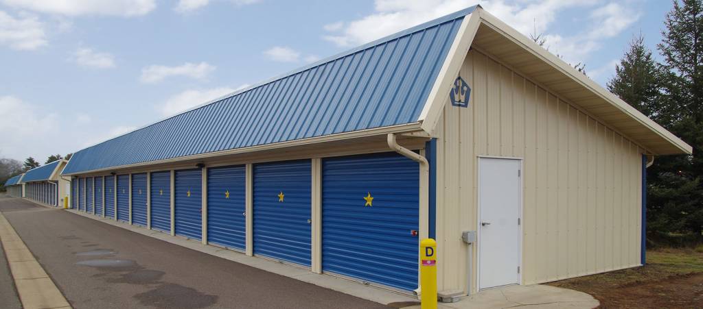 Row of clean storage units at Gold Star Mini Storage