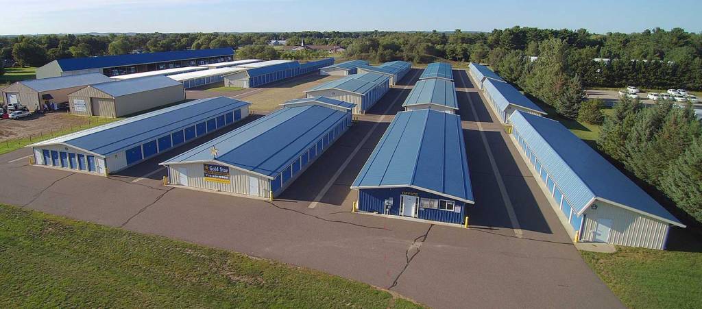 Aerial view of the front of Gold Star Mini Storage